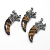 Tusk Shape with Dragon Antique Silver Zinc Alloy Natural Tiger Eye Big Pendants G-F228-62F-FF-1