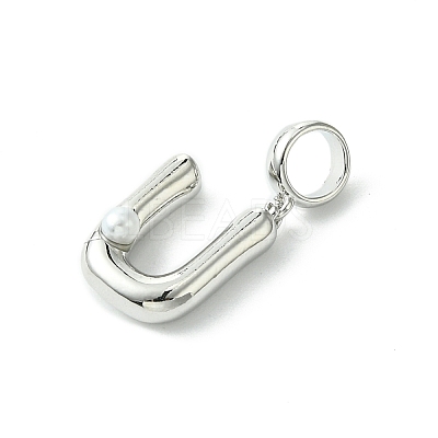 Rack Plating Brass with ABS Plastic Pearl European Dangle Charms KK-G501-02U-P-1