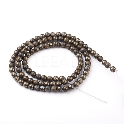 Natural Pyrite Beads Strands G-G839-01-4mm-1