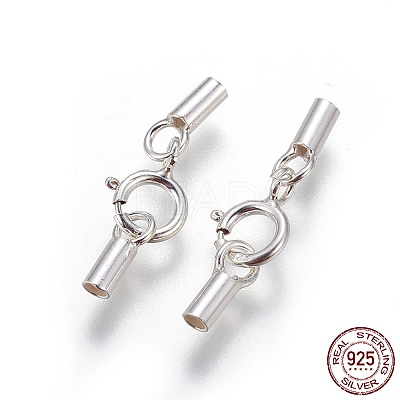 925 Sterling Silver Spring Ring Clasps STER-G019-B-08S-1