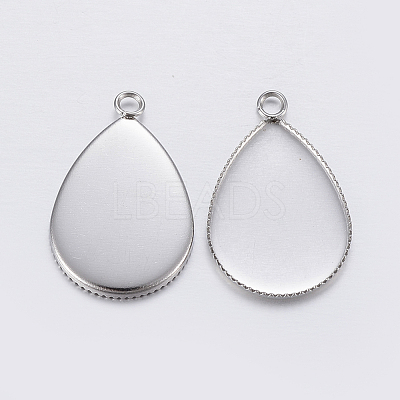 Tarnish Resistant 304 Stainless Steel Pendant Cabochon Settings STAS-P198-14A-1