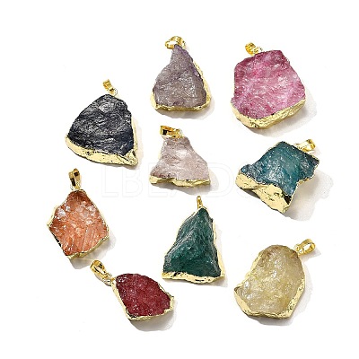 Raw Rough Natural Dyed Quartz Crystal Pendants G-G895-05LG-M-1