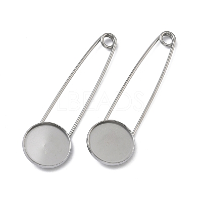 304 Stainless Steel Safety Pin Brooch Base Settings STAS-A142-02C-P-1