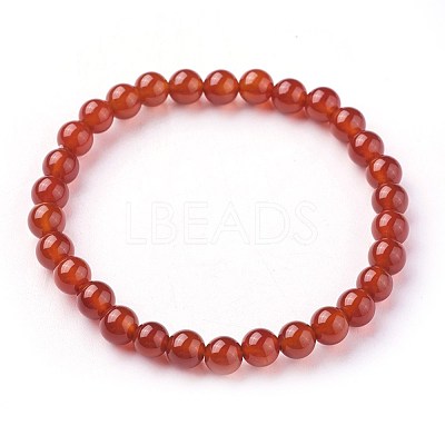 Natural Carnelian(Dyed) Beads Stretch Bracelets BJEW-F380-01-A10-1