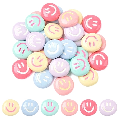 30Pcs 6 Colors Opaque Resin Cabochons RESI-YW0005-44-1