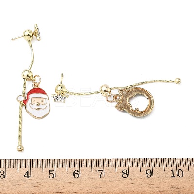 Christmas Aloy Enamel Dangle Stud Earrings for Women EJEW-F399-05A-G-1