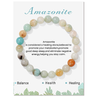 Synthetic Flower Amazonite Beaded Stretch Bracelets PW-WG7FE75-01-1-1