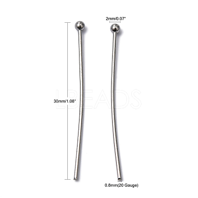 Tarnish Resistant 304 Stainless Steel Ball Head Pins X-STAS-L153-03-1