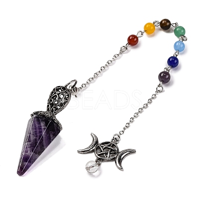 Natural Amethyst Pointed Hexagonal Cone Dowsing Pendulums G-Q184-03E-AS-1
