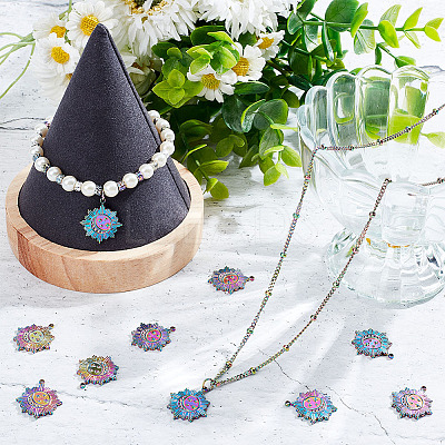 10Pcs 304 Stainless Steel Pendants Rhinestone Setting STAS-AR0001-52-1