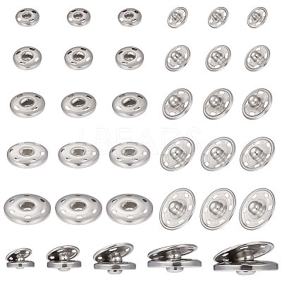 75 Sets 5 Style 202 Stainless Steel Snap Buttons BUTT-UN0001-20-1