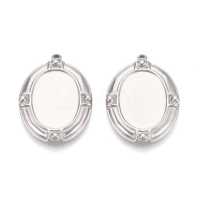 304 Stainless Steel Pendant Cabochon Settings STAS-T067-17P-1