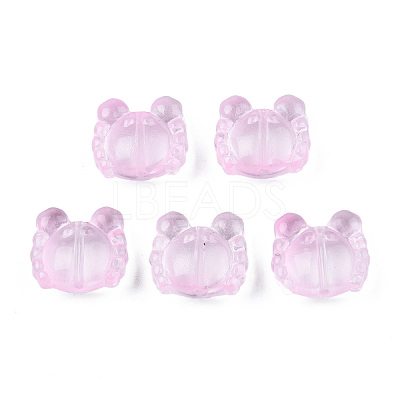 Transparent Spray Painted Glass Beads GLAA-N035-026-C05-1