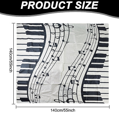 Piano Pattern Linen Tablecloth AJEW-WH0528-69B-1