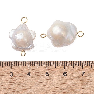 Natural Baroque Keshi Pearl Plum Bossom Flower Links Connector Charms PALLOY-JF05270-1