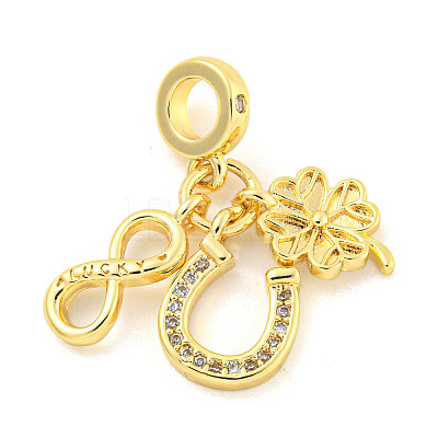 Rack Plating Brass Micro Pave Cubic Zirconia European Dangle Charms KK-P270-02B-G-1