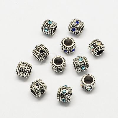 Alloy Rhinestone Rondelle Large Hole European Beads MPDL-R036-27-1