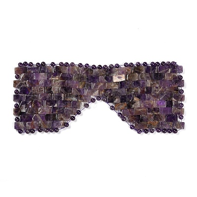 Natural Amethyst Woven Eye Mask AJEW-P074-11F-1