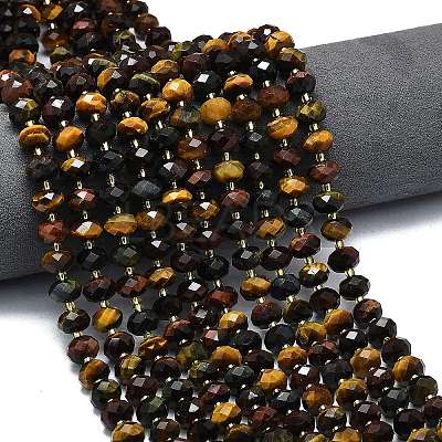 3-Color Dyed Natural Tiger Eye Beads Strands G-P573-A36-01-1