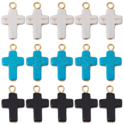 60Pcs 3 Colors Dyed Synthetic Turquoise Pendants FIND-BM0001-60B-1