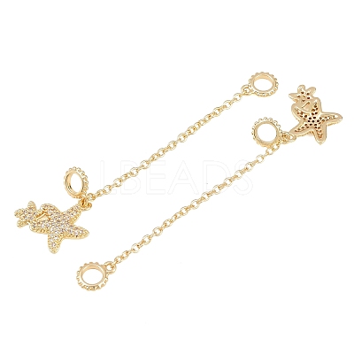 Double Starfish Brass Micro Pave Clear Cubic Zirconia Safety Chains KK-H257-06G-1