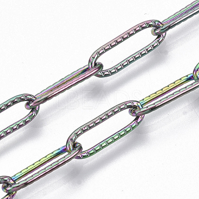 Ion Plating(IP) 304 Stainless Steel Textured Paperclip Chains CHS-S006-JN954-3-1