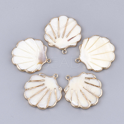 Electroplate Freshwater Shell Pendants X-SHEL-T012-05A-1
