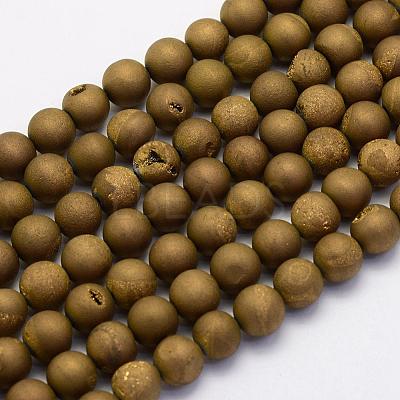Electroplate Natural Druzy Agate Beads Strands G-G708-10mm-12-1