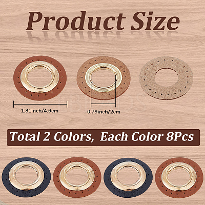 8 Bags 2 Colors Imitation PU Leather Eeyelet Patch PURS-CL0001-34G-1