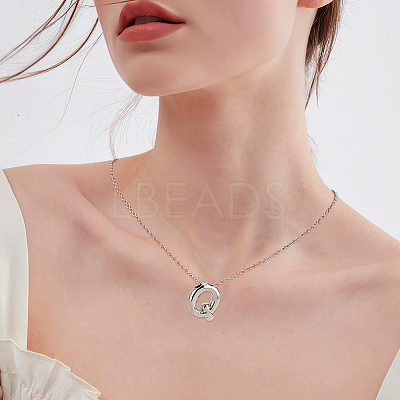 1pc Brass Chain with Alloy Letter Pendants Necklaces NJEW-LP0001-41Q-P-1