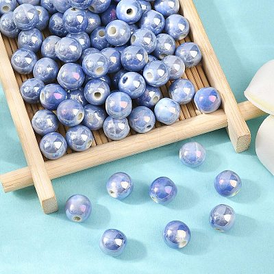 Glazed Porcelain Round Beads PORC-S490-8mm-09-1