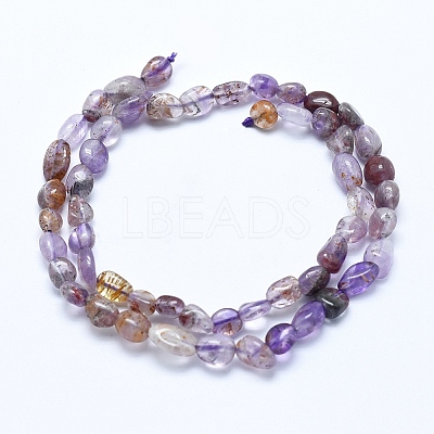 Natural Purple Phantom Quartz Purple Lodolite Quartz Beads Strands X-G-E483-69-1