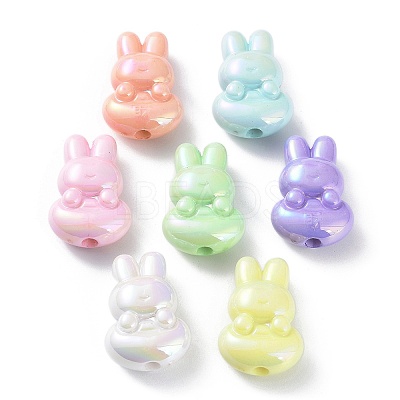 UV Plating Rainbow Iridescent Acrylic Beads OACR-A029-10-1