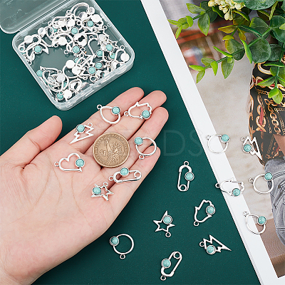 54Pcs 9 Style Alloy Resin Pendants FIND-PH0006-15-1