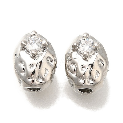 Brass Micro Pave Cubic Zirconia Beads KK-Q001-01P-1