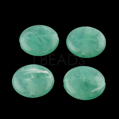 Flat Round Imitation Gemstone Acrylic Beads OACR-R051-22-1