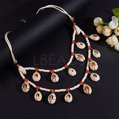 Bohemian Style Bib Necklaces NJEW-PH0001-11-1
