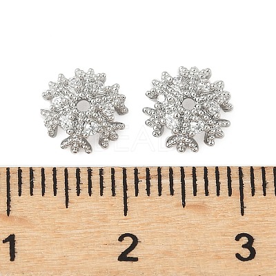 Brass Micro Pave Clear Cubic Zirconia Bead Caps KK-V015-32P-1