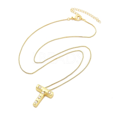 Brass & Plastic Pearl Letter Pendant Box Chain Necklaces for Women NJEW-U017-01G-20-1