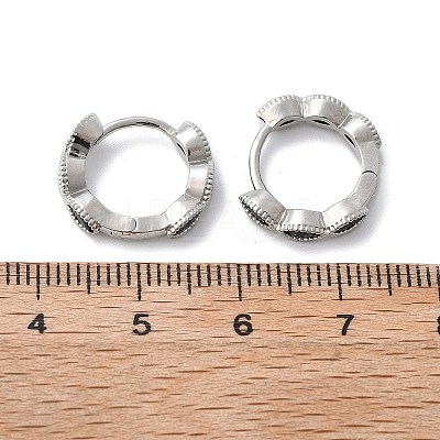 Brass Micro Pave Cubic Zirconia Huggie Hoop Earrings EJEW-K083-34P-A-1