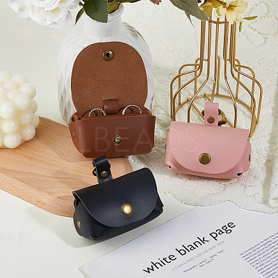 PU Leather Ring Storage Gift Cases with Iron Rings & Clasps AJEW-WH0348-484A-1