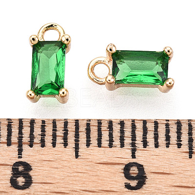 Brass Green Cubic Zirconia Charms KK-S350-367D-C-NF-1