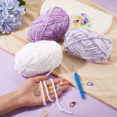 3 Rolls Super Bulky Plush Polyester Chenille Yarn OCOR-MB0001-06A-1