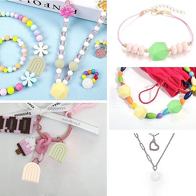 6 Style Food Grade Eco-Friendly Silicone Beads SIL-CA0001-39-1