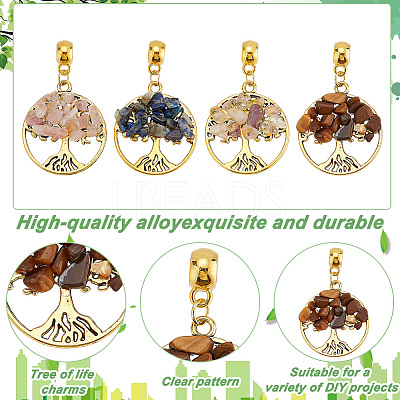 24Pcs 4 Styles Natural Mixed Gemstone European Dangle Charms FIND-AR0004-37-1