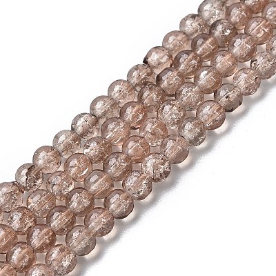 1 Strand Transparent Crackle Glass Round Beads Strands X-CCG-Q001-4mm-07-1