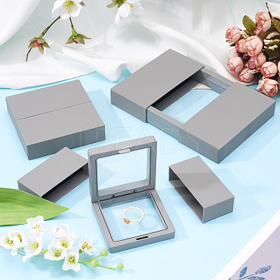 3 Bags 3 Styles Square Transparent PE Thin Film Suspension Jewelry Display Box CON-TA0001-38F-1