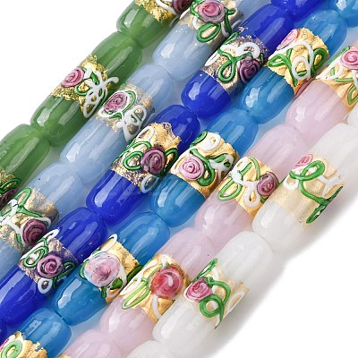 Handmade Foil Glass Beads LAMP-K039-36-1