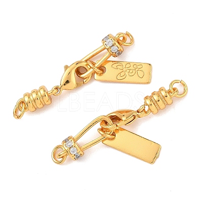 Brass Micro Pave Clear Cubic Zirconia Ends with Chain KK-K364-49G-1