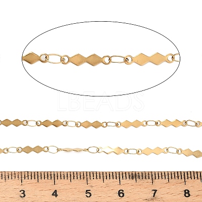 304 Stainless Steel Rhombus Bar Link Chains CHS-H116-01H-G-1